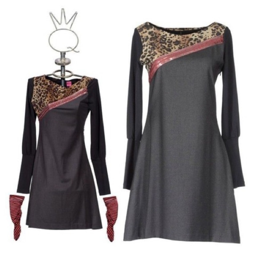 Vintage Save The Queen Animal Print Dark Academia Dress Size XL Made in Italy